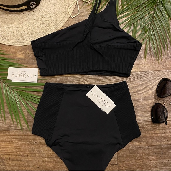 L*Space 🖤 Black Celeste Bikini Top | Jackie High Waisted Bitsy Bottom - Picture 7 of 14